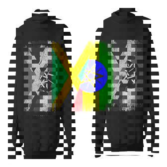 Half Jamaica Ethiopia Flag Jamaican Ethiopian Pride Roots Sweatshirt Unisex | Mazezy