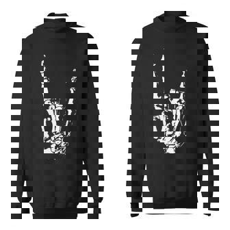 Halloween Rock On Skeleton Hand Sign Rock & Roll Pocket Sweatshirt | Mazezy