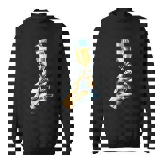 Hand Holding Champagne Glass Cheerful Toast Illustration Sweatshirt Unisex | Mazezy