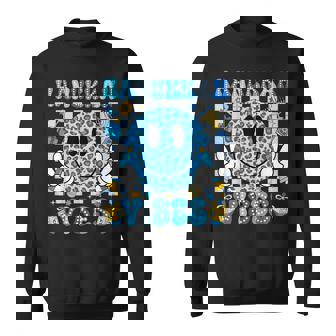 Hanukkah Vibes Groovy Smile Face Jewish Holiday Chanukah Sweatshirt Unisex | Mazezy