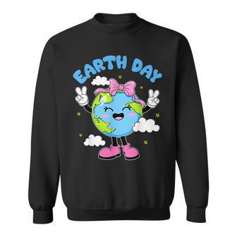 Happy Earth Day Cute Earth With Bow Earth Day 2026 Sweatshirt | Mazezy