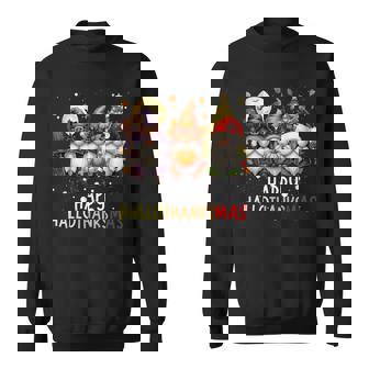 Happy Hallothanksmas Gnomes Lover Halloween Merry Christmas Sweatshirt - Monsterry