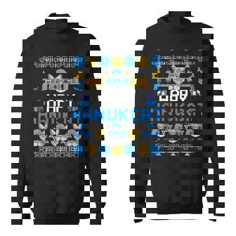 Happy Hanukcat Ugly Hanukkah Sweater Cat Kitten Lover Tank Top Sweatshirt Unisex | Mazezy