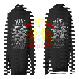 Happy Pawlidays Bright Paw Print Christmas Pet Sweatshirt Unisex | Mazezy