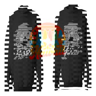 Hawaii Surfing Retro Hawaiian Surfboard And Tropical Beach Sweatshirt Unisex | Mazezy