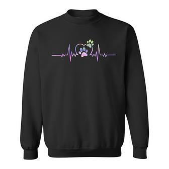 Herzschlag Hunde Pfoten Frequenz Hundeliebe Hunde Mit Herz Sweatshirt - Geschenkecke