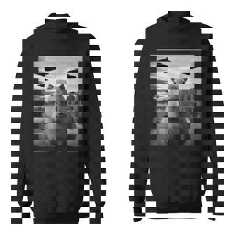 Hilarious Capybara Selfie With UFOs Alien Capy Kids Sweatshirt Unisex | Mazezy