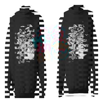 Ho Ho Ho Faux Crochet Leopard Santa Xmas Holiday Christmas Sweatshirt | Seseable FR