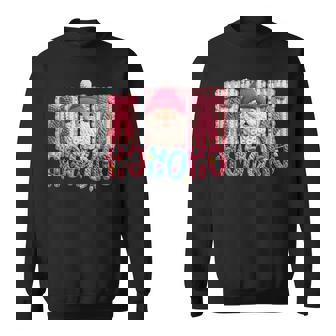 Ho Ho Ho Faux Yarn Santa Claus Coquette Christmas Lights Sweatshirt | Mazezy