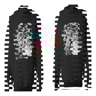 Ho Ho Ho Santa Coquette Bow Leopard Merry Christmas Holiday Sweatshirt - Seseable