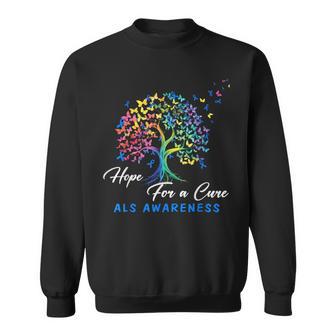 Hope A For Cure Als Awareness Tree Blue Ribbon Support Team Sweatshirt | Seseable UK