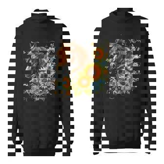 Horse Sunflower Butterfly Country Western Boho Horses Riding Sweatshirt Unisex | Mazezy