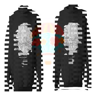 Hot Air Balloon With Flowers I Aesthetic Hot Air Balloon Sweatshirt Unisex | Mazezy