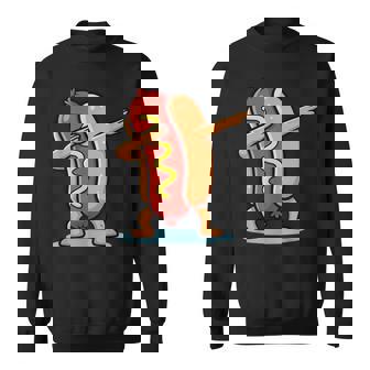 Hot Dog With Mustard Dabbing Sweatshirt Unisex | Mazezy