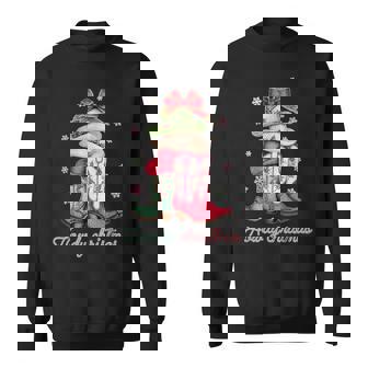 Howdy Christmas Crochet Boots Western Cowboy Xmas Holiday Sweatshirt - Seseable