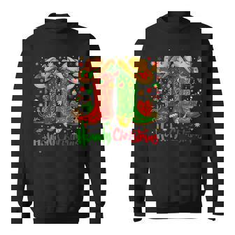 Howdy Christmas Merry Christmas Western Cowboy Cowgirl Boots Sweatshirt - Thegiftio