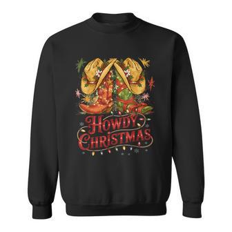 Howdy Christmas Western Xmas Cowboy Boots Sweatshirt - Thegiftio UK