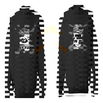 Hunter Skull With Camo Hat And Crossed Rifles Sweatshirt Unisex | Mazezy