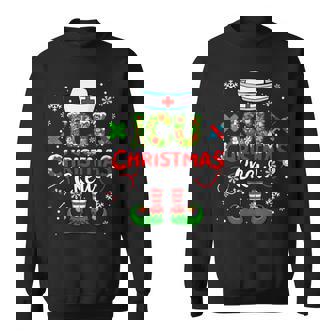 ICU Christmas Crew Colorful Floral Costume Elf Nurse Job Sweatshirt Unisex | Mazezy