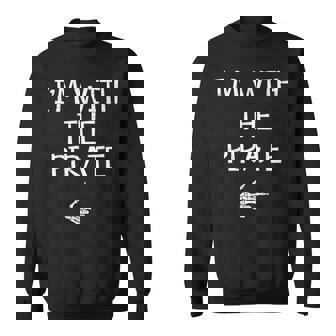 I'm With The Pirate Easy Halloween Costume Couples Matching Sweatshirt | Mazezy