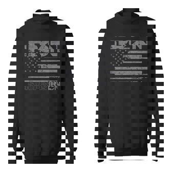 Iron Sharpens Iron Distressed American Flag Sweatshirt - Monsterry