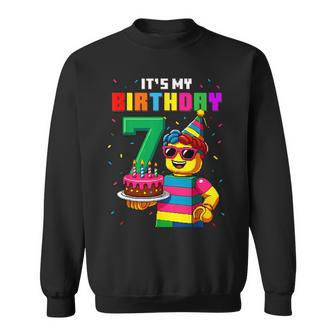 It's My 7Th Birthday Boy Building Bricks 7 Year Old Boys Sweatshirt | Seseable UK