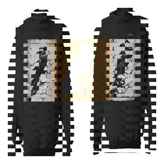 Japanese Bird Black Raven Vintage Sweatshirt - Monsterry