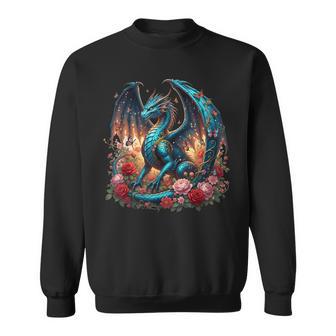 Japanese Dragon Butterflies Asian Roses Blossoms Dragon Sweatshirt - Thegiftio UK