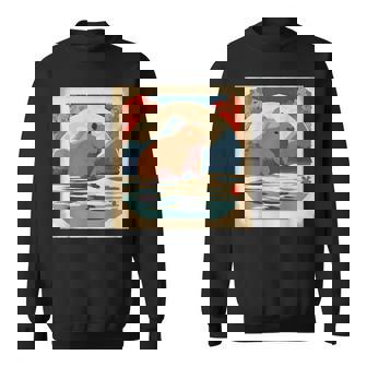 Japanese Kawaii Capybara Swimming Cute Japan Flower Anime Sweatshirt Unisex | Mazezy