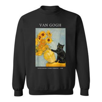 Jarrón Divertido Y Travieso De Girasoles De Gato Negro Parodia Dean Gogh Camisa de entrenamiento - Regaloses