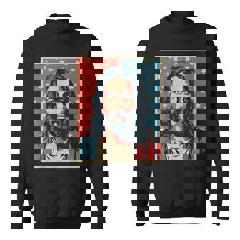 Jesus American Flag Patriotic Christian Pop Art Sweatshirt Unisex | Mazezy