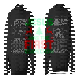 Jesus Was The First-Scarecrow Reindeer Ugly Sweater Xmas Sweatshirt - Thegiftio