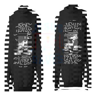 Jesus Saves Hockey Player Team God Hockey Lovers Hockey Sweatshirt Unisex | Mazezy