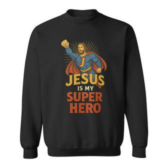 Jesus Is My Superhero For Christians Vintage Sweatshirt - Thegiftio UK