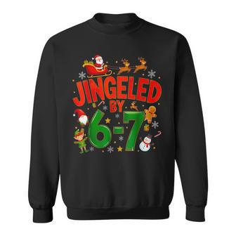 Jingled By 67 Six Seven Meme Christmas Sweatshirt - Thegiftio UK