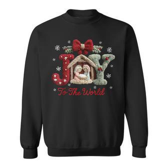 Joy To The World Crochet Nativity Christmas Religious Sweatshirt - Thegiftio UK