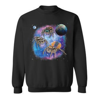 Jumping Spiders In Space Galaxy Arachnid Sweatshirt - Thegiftio