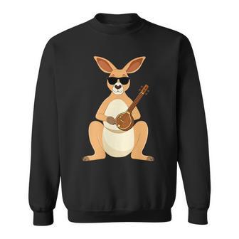 Kangaroo Wearing Sunglasses Playing Sitar Sitarist Sweatshirt Unisex | Mazezy