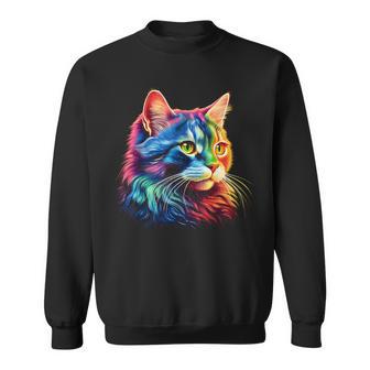 Katze Grafik Haustier Illustration Katze Sweatshirt - Seseable