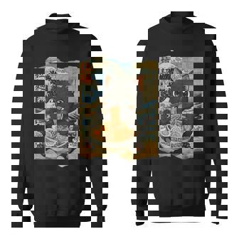 Kawaii Cat Ramen Noodle Bowl Japanese Wave Sweatshirt Unisex | Mazezy