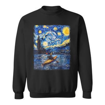 Kayaking Kayak Kayaker Starry Night Painting Sweatshirt - Thegiftio UK