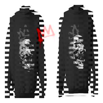 King Vampire Skull Illustration With Red Graffiti Art Crown Sweatshirt Unisex | Mazezy