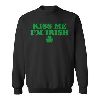 Kiss Me I'm Irish Shamrock Lucky Shamrock Irish Baby Sweatshirt | Mazezy