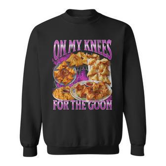 On My Knees Crab Rangoon Meme Bootleg Graphic Sweatshirt | Seseable FR