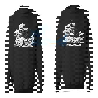 La Grandeague D'art Japonais De Kanagawa Hokusai Manche Longue Sweater e - Cadeauxyz