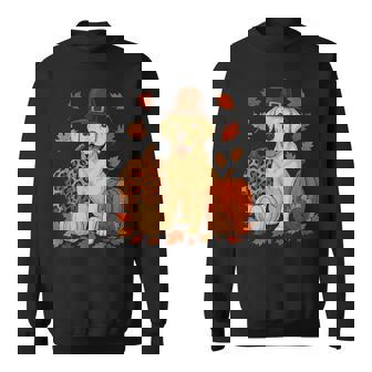 Labrador Retriever Thanksgiving Leopard Pumpkins Fall Leaves Sweatshirt Unisex | Mazezy