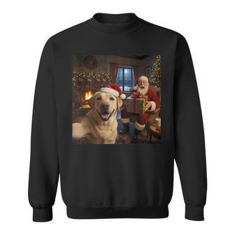 Labrador Selfie With Santa Claus Christmas Meme Sweatshirt - Thegiftio UK