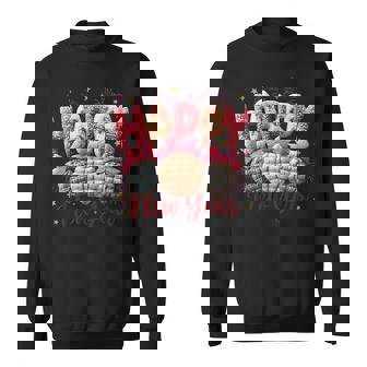 Latch Hook Yarn Crochet New Year 2026 Disco Ball Fireworks Sweatshirt Unisex | Mazezy