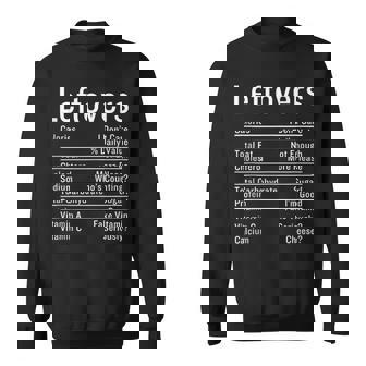 Leftovers Nutrition Facts Thanksgiving Christmas Family Food Tank Top Sweatshirt Unisex | Mazezy