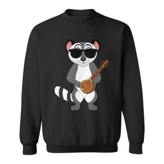 Lemur Wearing Sunglasses Playing Sitar Sitarist Sweatshirt Unisex | Mazezy
